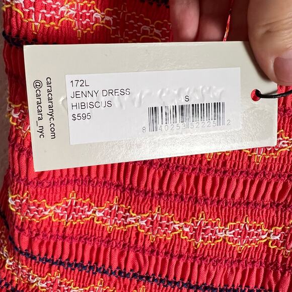 Cara Cara NYC Jenny Hibiscus Linen Smocked Tie Shoulder Midi Dress Size S - Picture 15 of 16